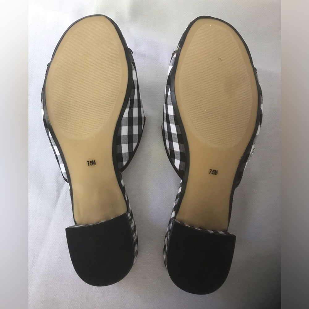 NIB Crown & Ivy Women's Charlotte Slides in Black and White Gingham - Picture 5 of 8